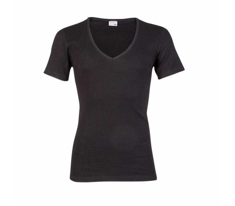 heren T-shirt diepe V-Hals M3000 zwart  2-Pack