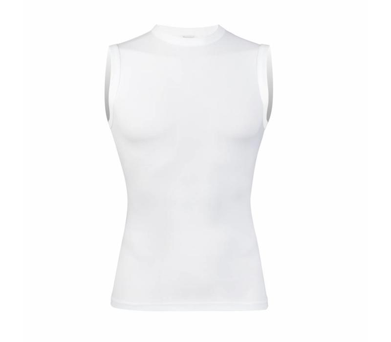 heren extra lang mouwloos shirt wit  2- Pack