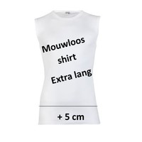 heren extra lang mouwloos shirt wit  2- Pack