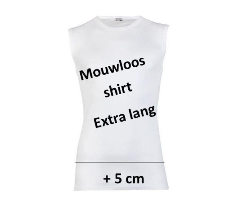 heren extra lang mouwloos shirt wit  2- Pack
