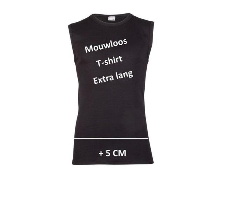 heren extra lang mouwloos shirt zwart 2-Pack