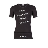 heren V-hals T-shirt extra lang M3000 zwart 2-Pack