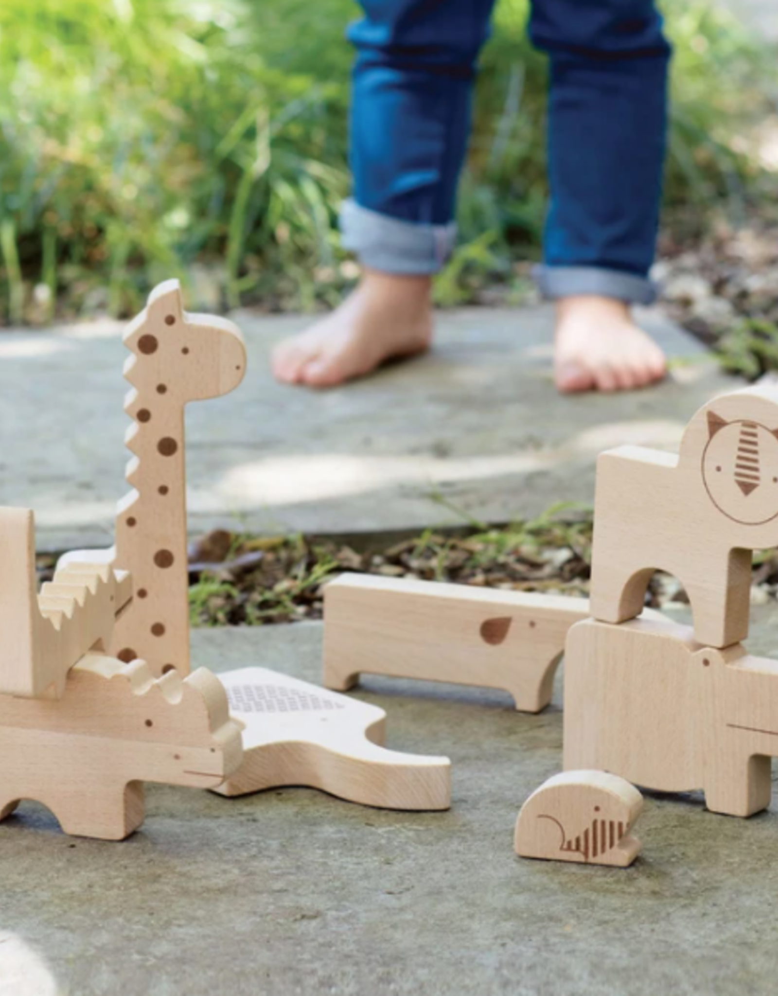 Petit Collage Safari Jumble Wooden Puzzle + Play Set