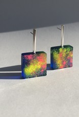 Angela O'Keefe AOK 15 Graffiti Block Earrings Blue/Pink/ Yellow Mix