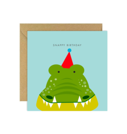 Bold Bunny card- snappy birthday, crocodile