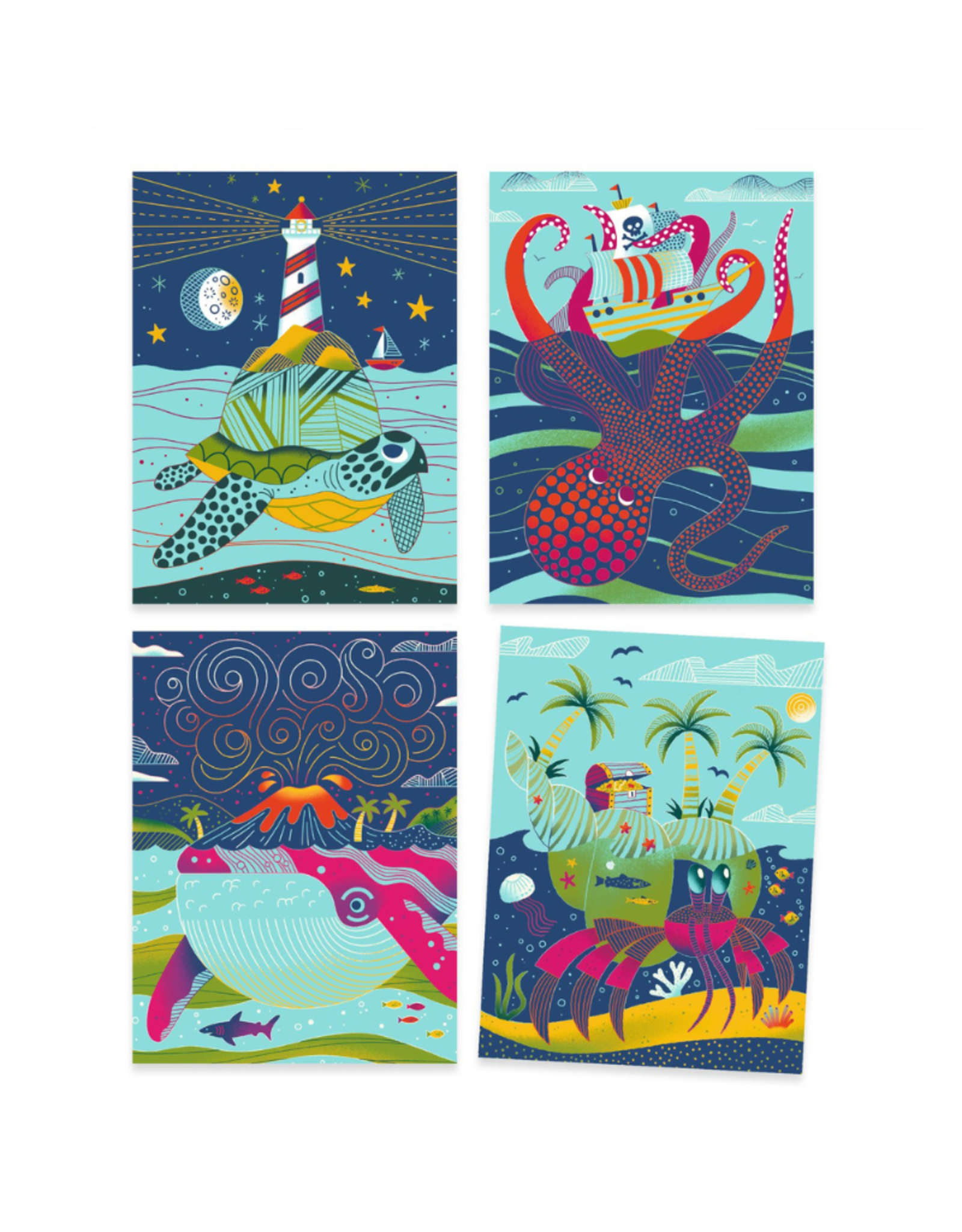 Djeco Scratch Board - Topsy Turvy (octopus and ship)