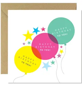 Bold Bunny Bright Happy Birthday Balloons | Bold Bunny Card