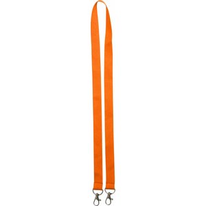 Orange - Polyester lanyards with 2 metal hooks