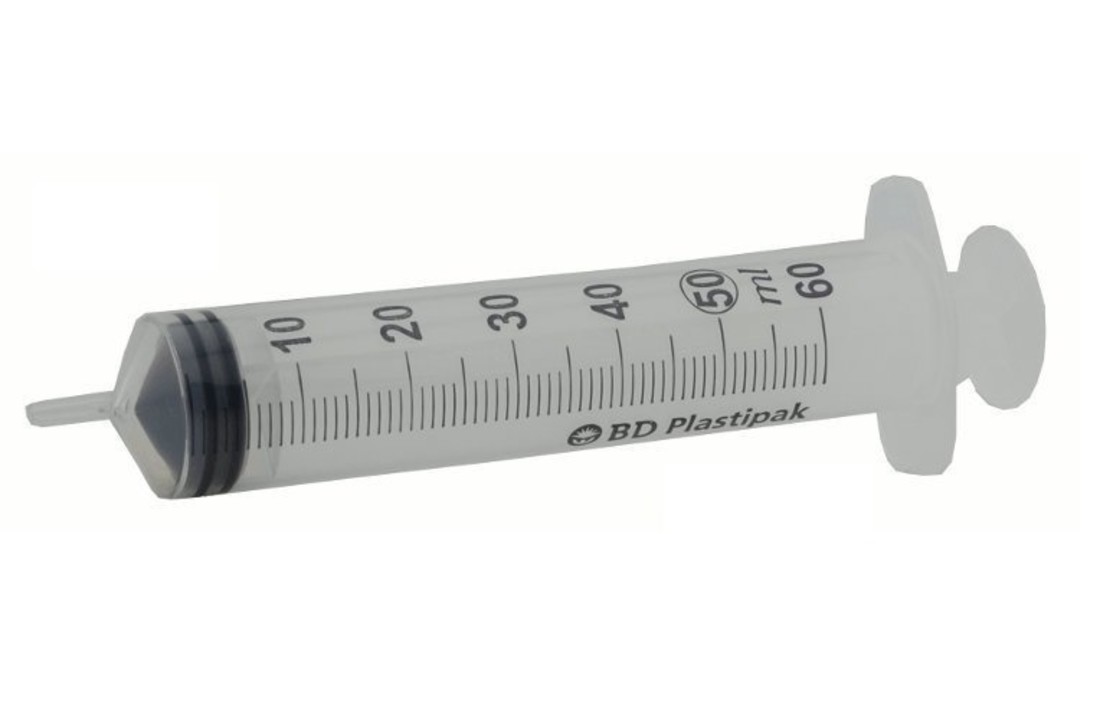 BD Plastipak 3 delige spuit 50 ml (tot 60 ml) luer tip aansluiting; 60 stuks