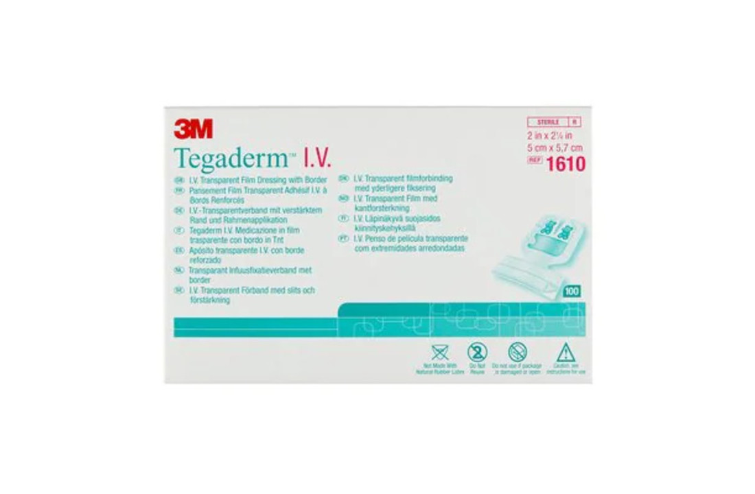 3M™ Tegaderm™ I.V. Transparent Filmverband voor IV fixatie bij kinderen 5 cm x 5.7 cm (100 stuks)