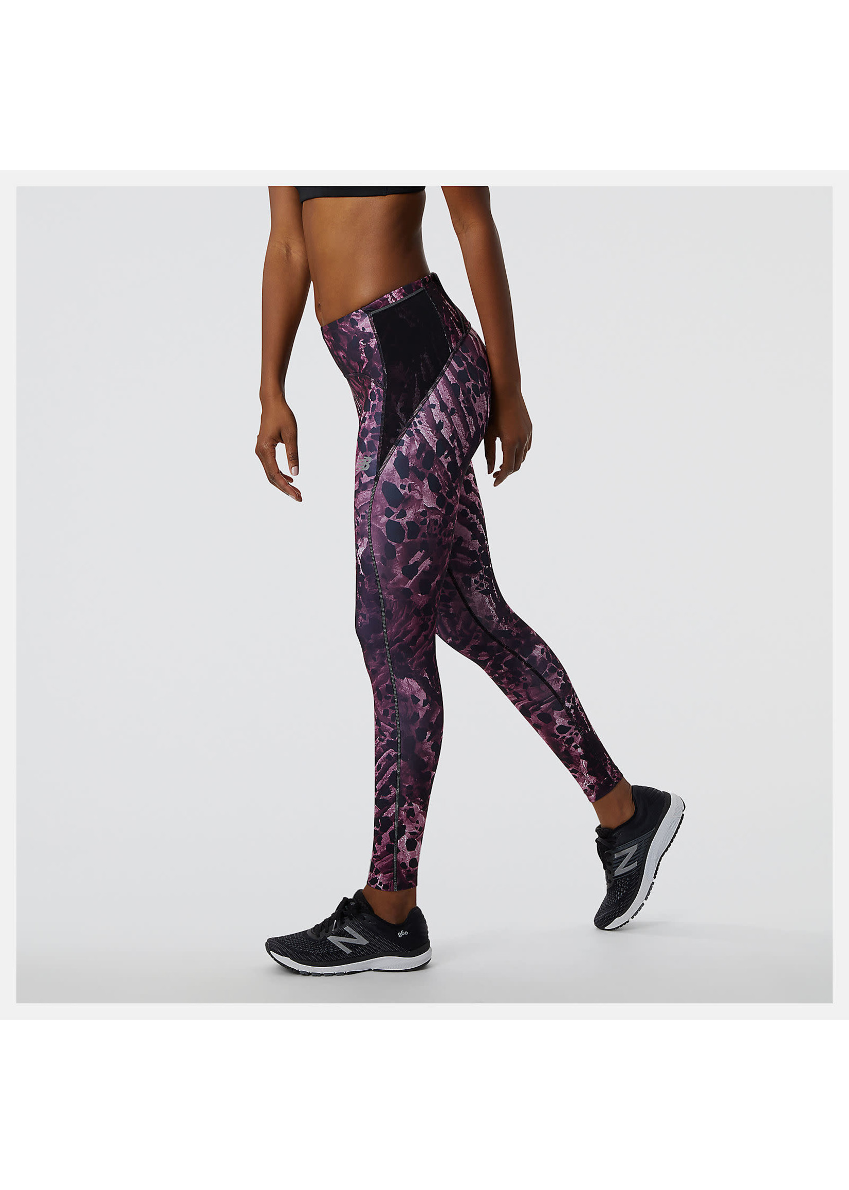 Accelerate Reflective Mid-Rise Capri Legging Black M by New Balance