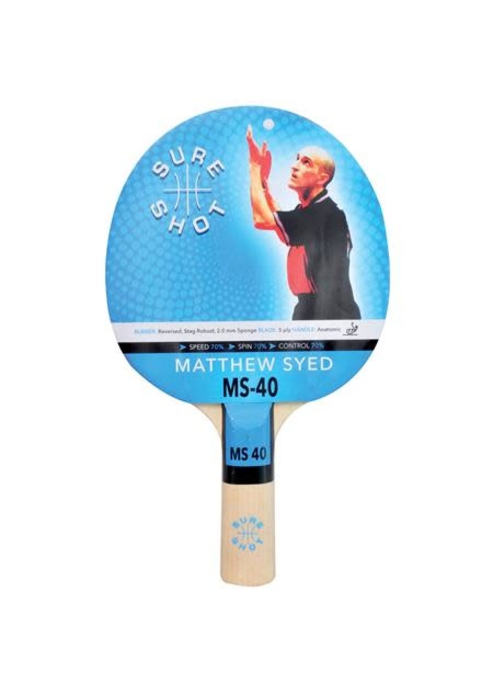 Matthew Syed MS40 Table Tennis Bat (2023) - Blue