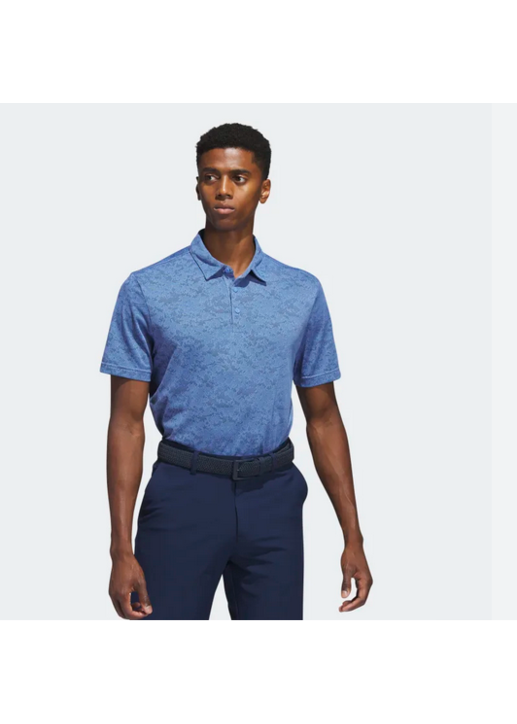 Adidas Adidas Textured Jacquard Mens Golf Polo (2023) Blue Fusion/Navy