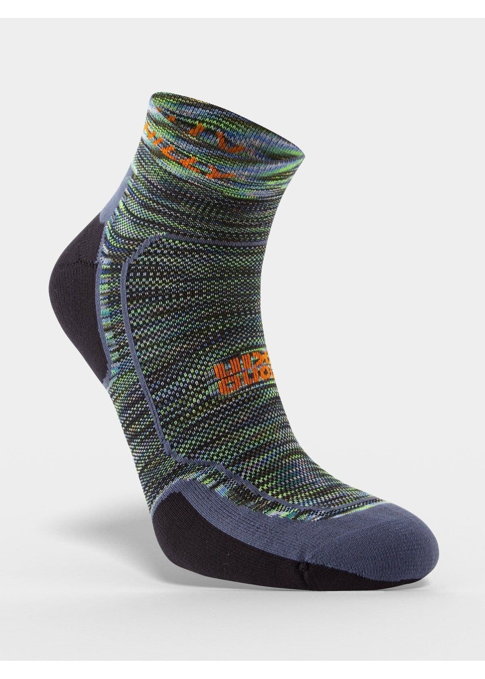 Ronhill Hilly Unisex Active Quarter Socks (2023), Black/ Chameleon