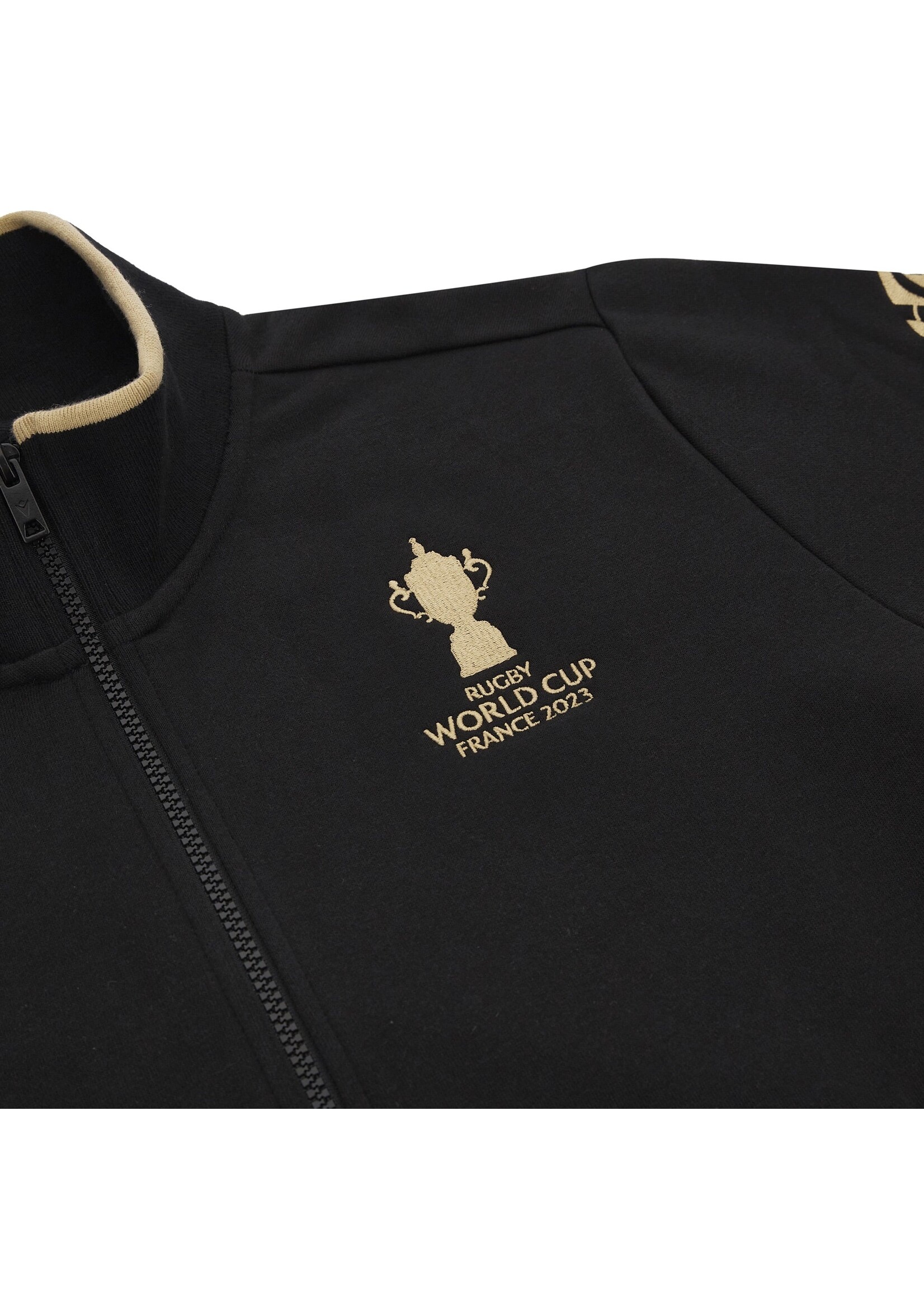 Macron Macron RWC France  Mens Full Zip Sweatshirt  (2023) Black/ Gold