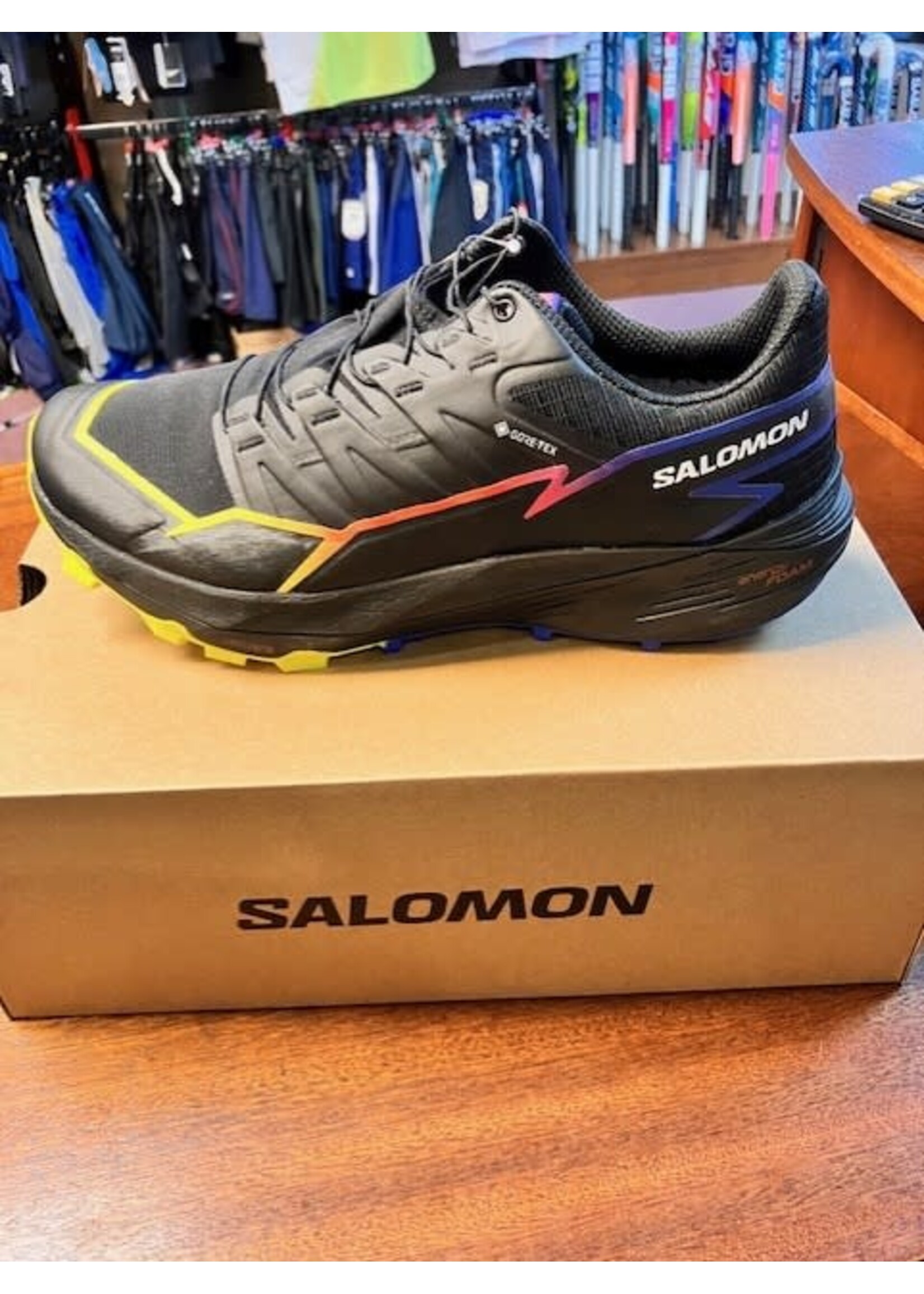 Salomon Salomon Thundercross GTX Blue Fire Mens Trail Shoe (2024) Black/Surf The Web/Safety Yellow