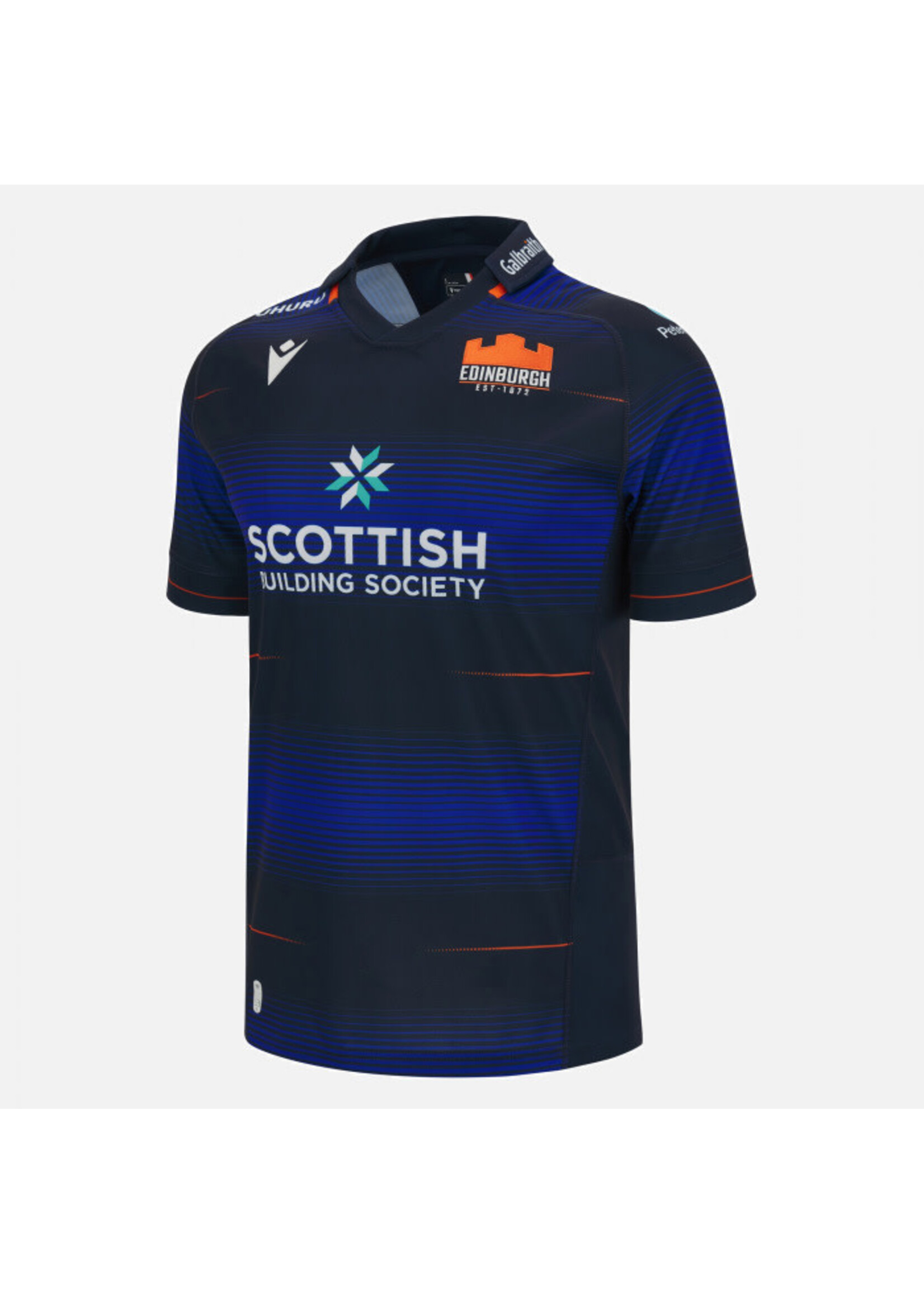 Macron Macron Edinburgh Rugby Home Replica Shirt   23/24 (2024) Navy Orange