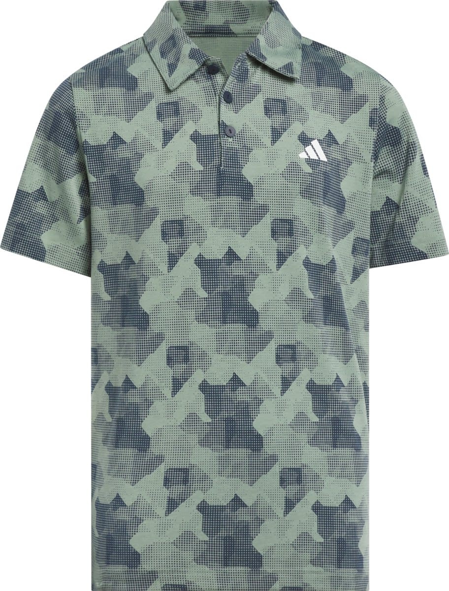 Adidas Bunker Script Junior Polo (2025) Green/Navy - Gannon Sports