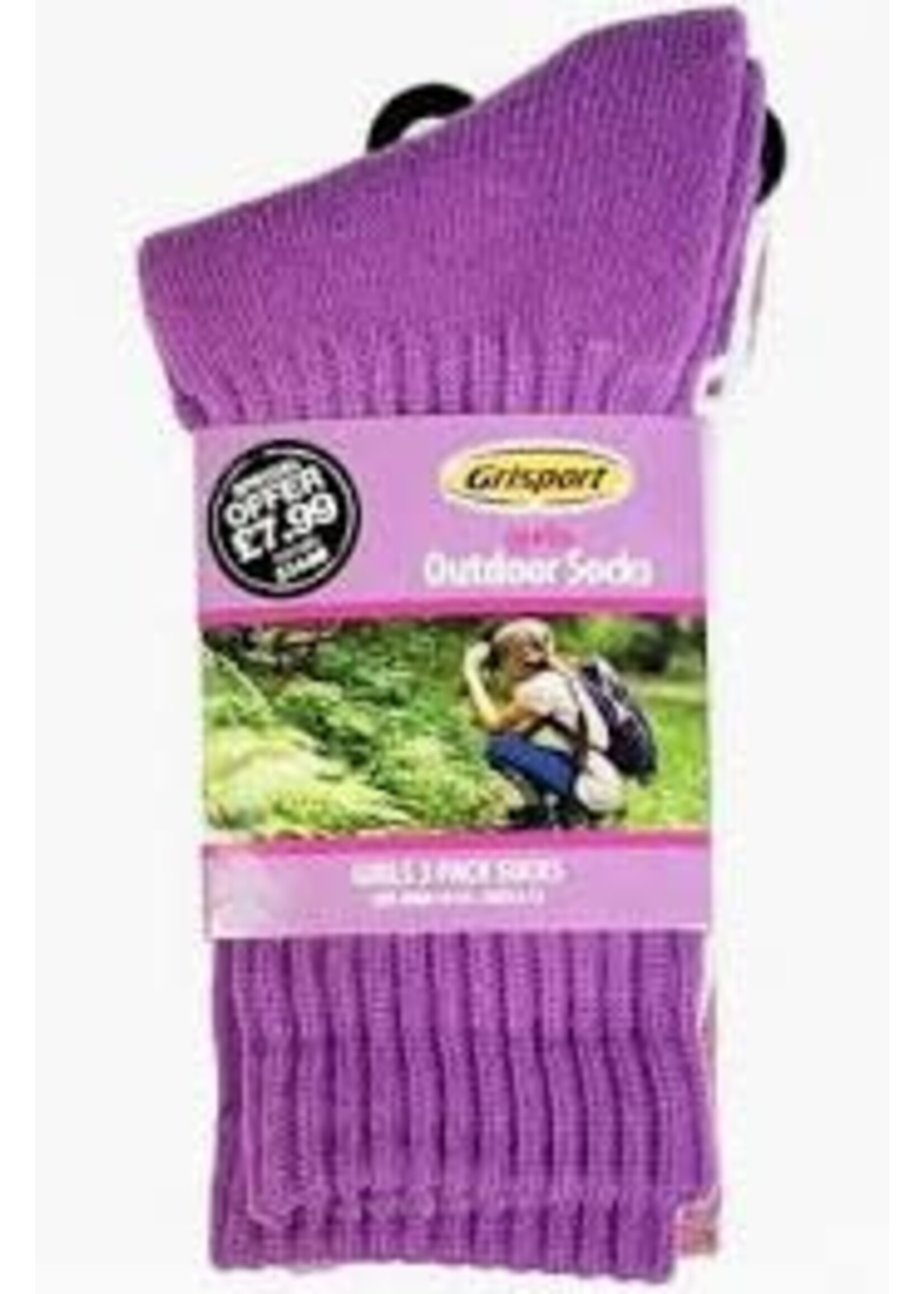 Grisport Grisport  Outdoor Socks Junior 3 Pack  (2025) Pink/Purple/ Blue