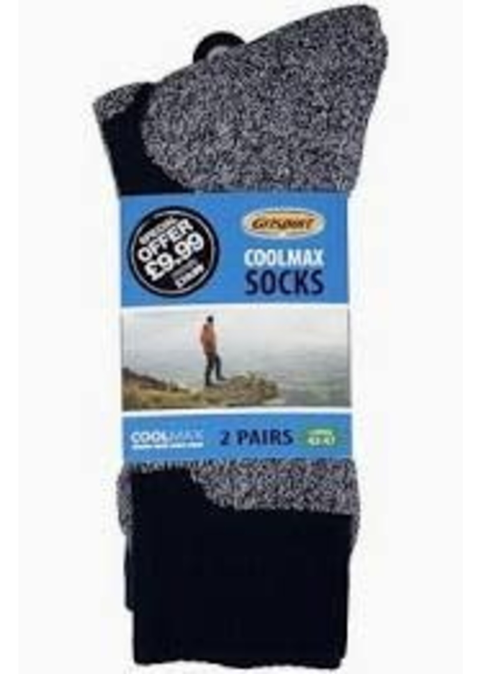Grisport Grisport Coolmax Socks Mens 2 Pack (2025) Black/Navy
