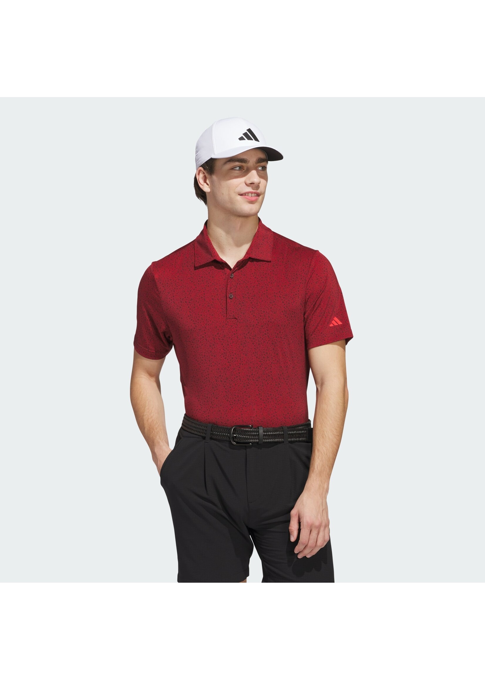 Adidas Adidas Ultimate 365 Mini Bunker Mens Golf Polo Shirt  (2025) Ruby
