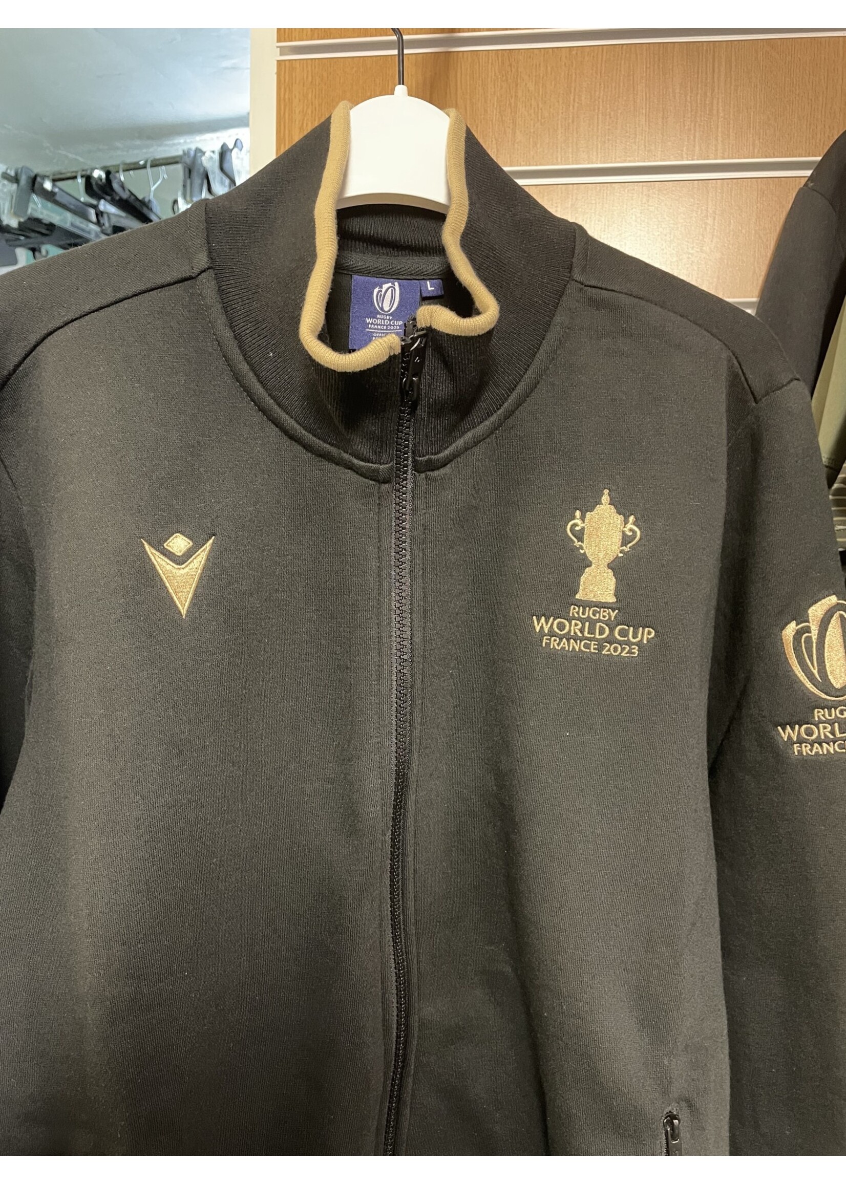 Macron Macron RWC France  Mens Full Zip Sweatshirt  (2023) Black/ Gold