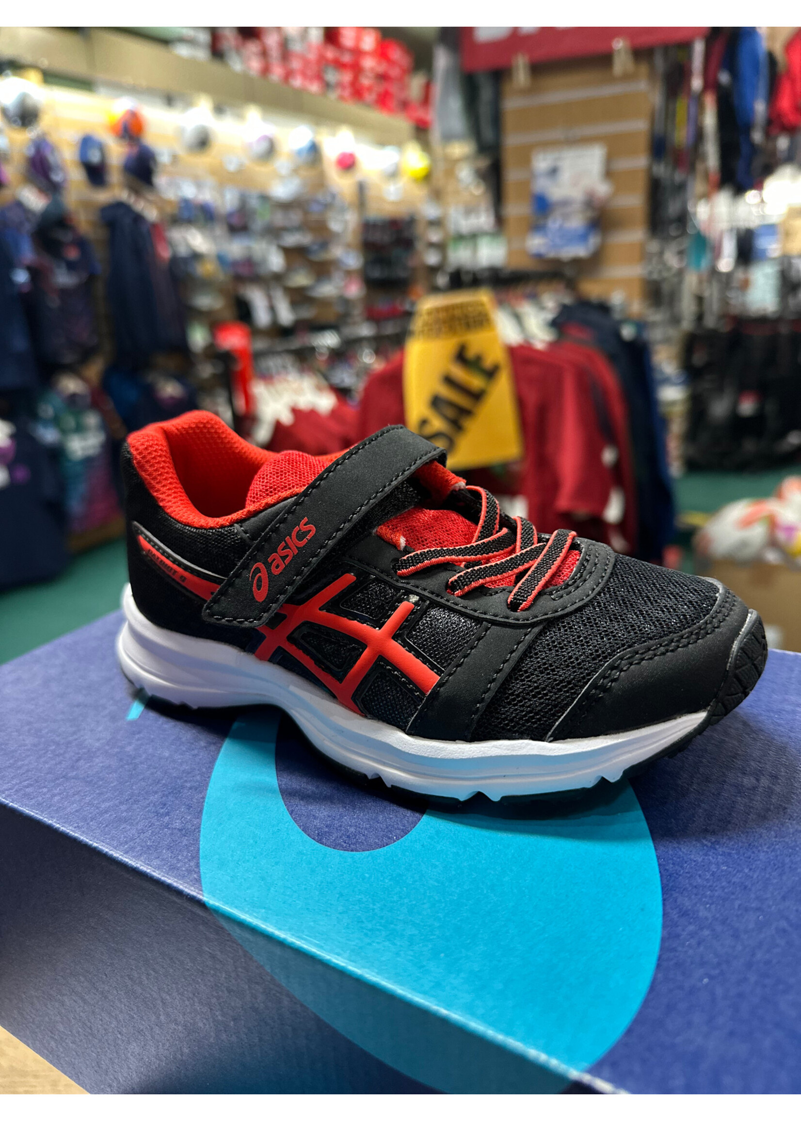 Asics Patriot 9 PS Junior Running Shoe (2018) Black/Fiery Red/White 10