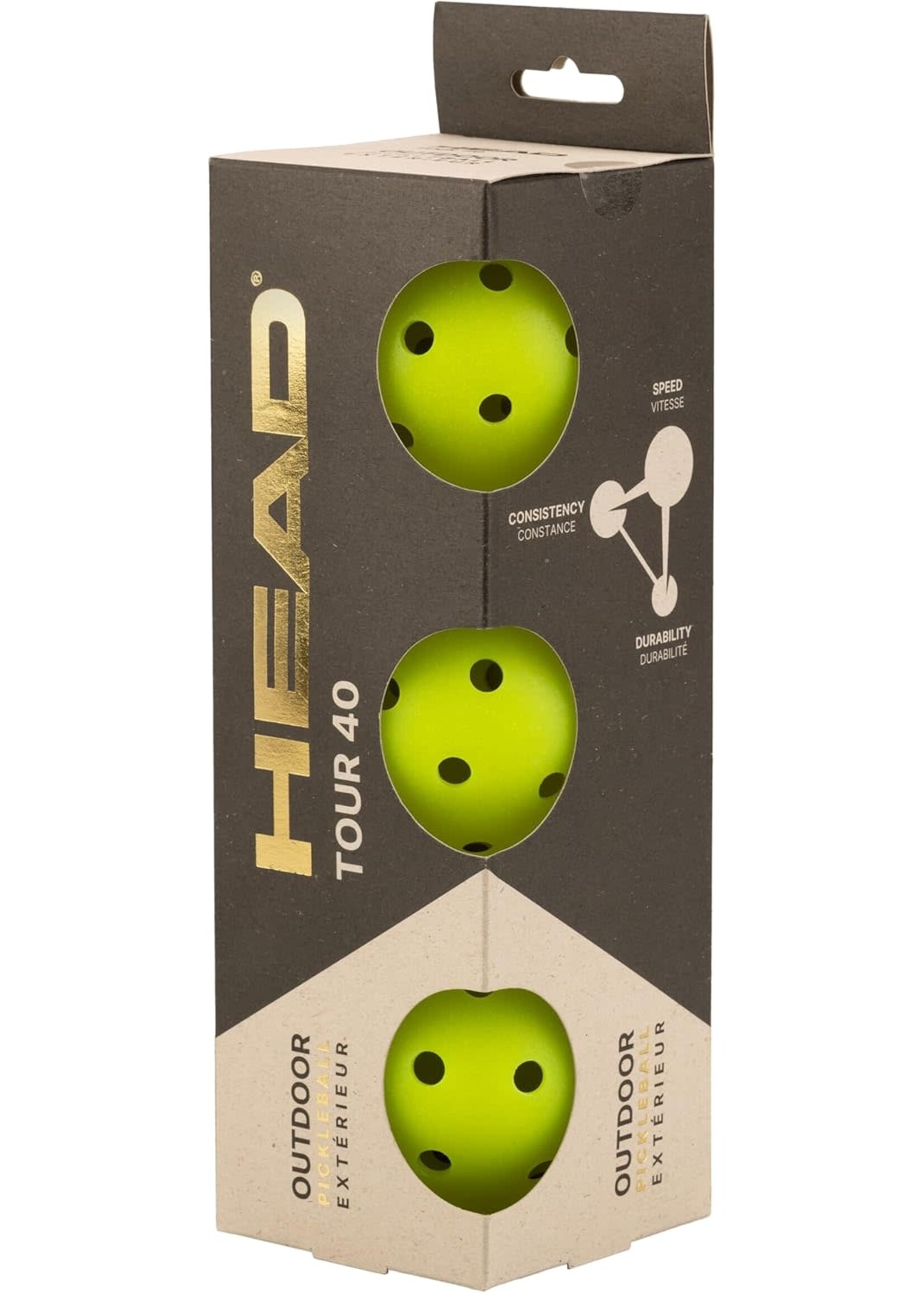 Head Head Tour 40 Outdoor Pickleball 3 Pack (2026)