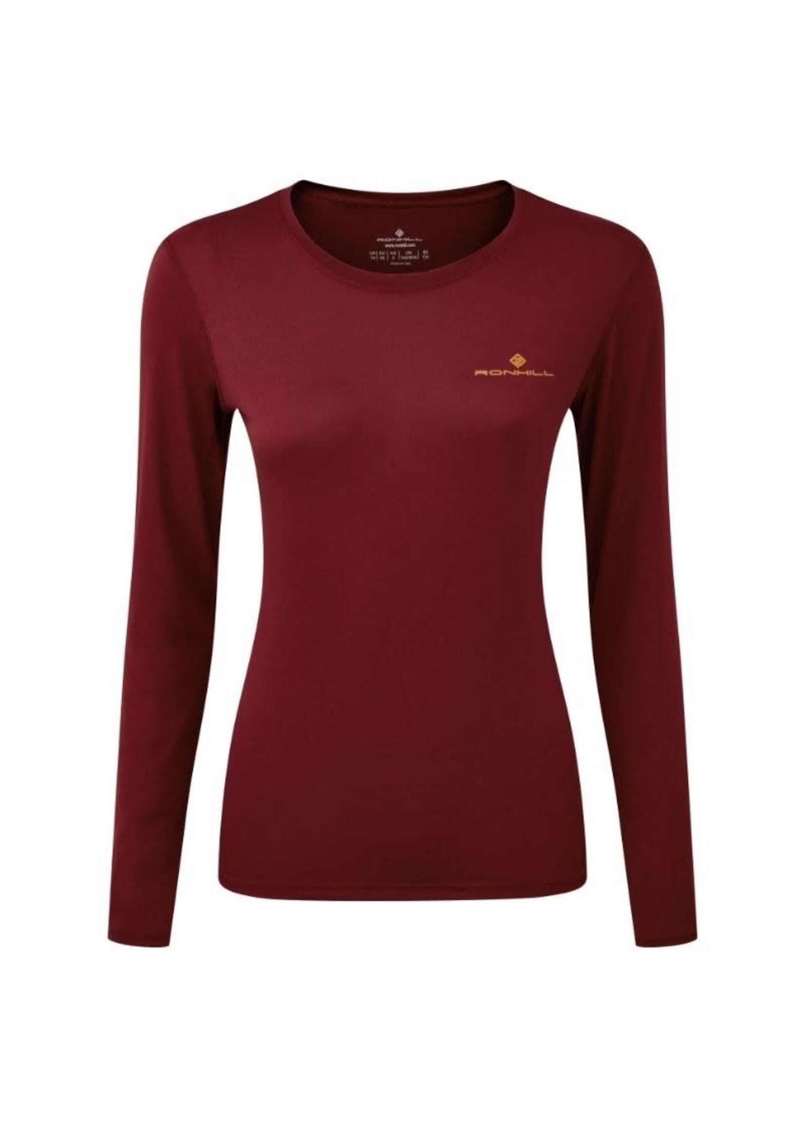 Ronhill Ronhill Core Ladies L/S T Shirt - Cabernet/Dune (2022)