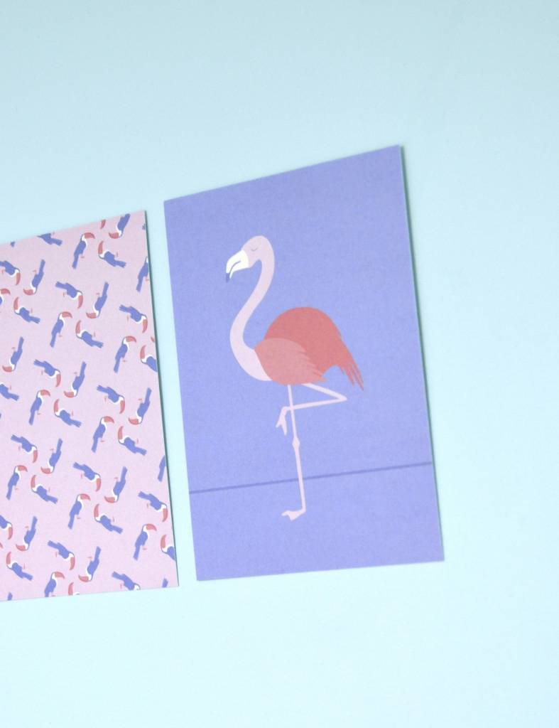 Wenskaart Tropical-birds "Flamingo"