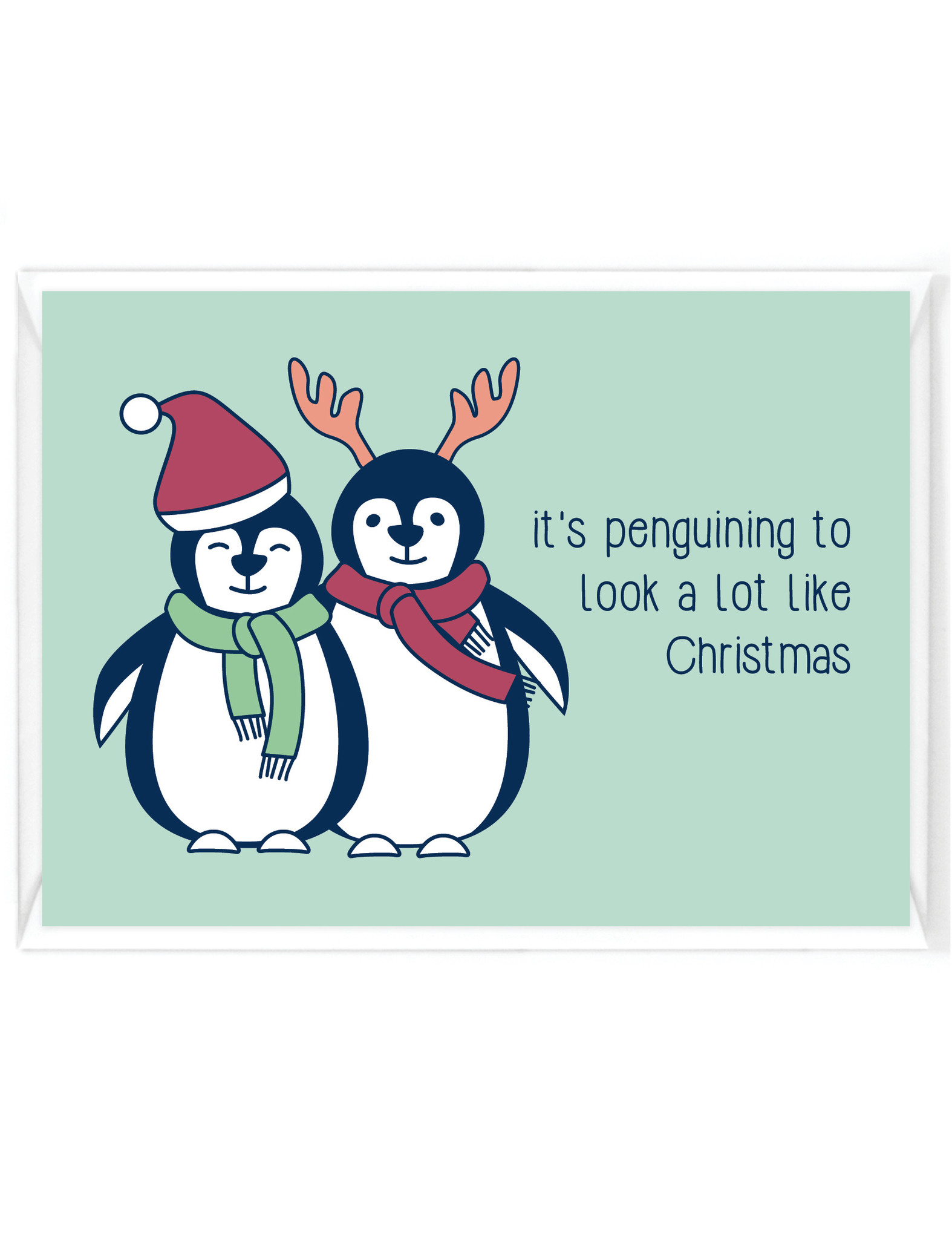 Wenskaart Kerst "It's penguining..." - humor