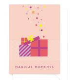 Vrolijke kerstkaart met cadeautjes - "Magical moments"