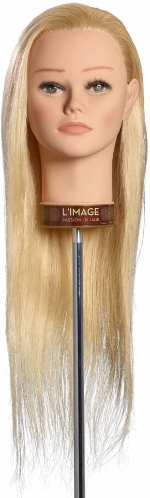 L'Image Oefenhoofd Perrine - 50cm - 100% Echt Haar - Platinum Blond