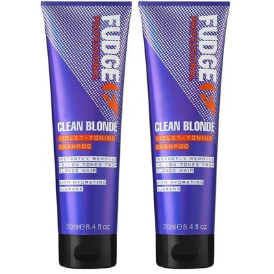 Fudge Champú tonificante violeta Clean Blonde Duopack, 2 x 250 ml ¡PAQUETE AHORRO!