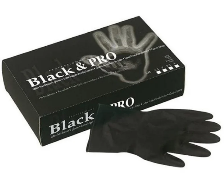 Handschoen Latex M Zwart Satin 20St