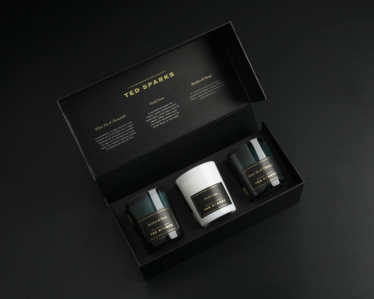 Ted Sparks - Mini Candle Gift Set - 3 geurkaarsen in prachtige geschenkverpakking