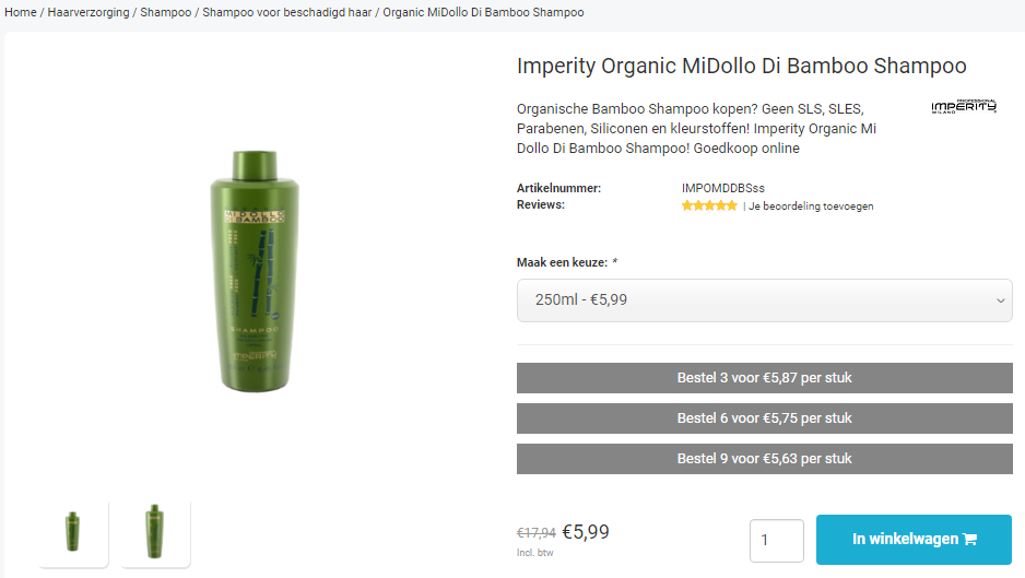 Imperity MiDollo Di Bamboo Shampoo