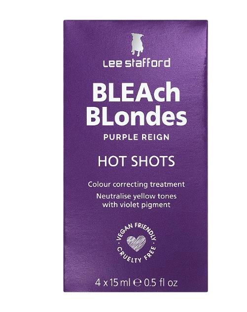 Lee Stafford Bleach Blondes Purple Reign Hot Shot Sachets 4 x 15ml