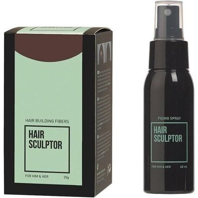 Hair Sculptor Fibre per la costruzione dei capelli castano scuro + spray fissante