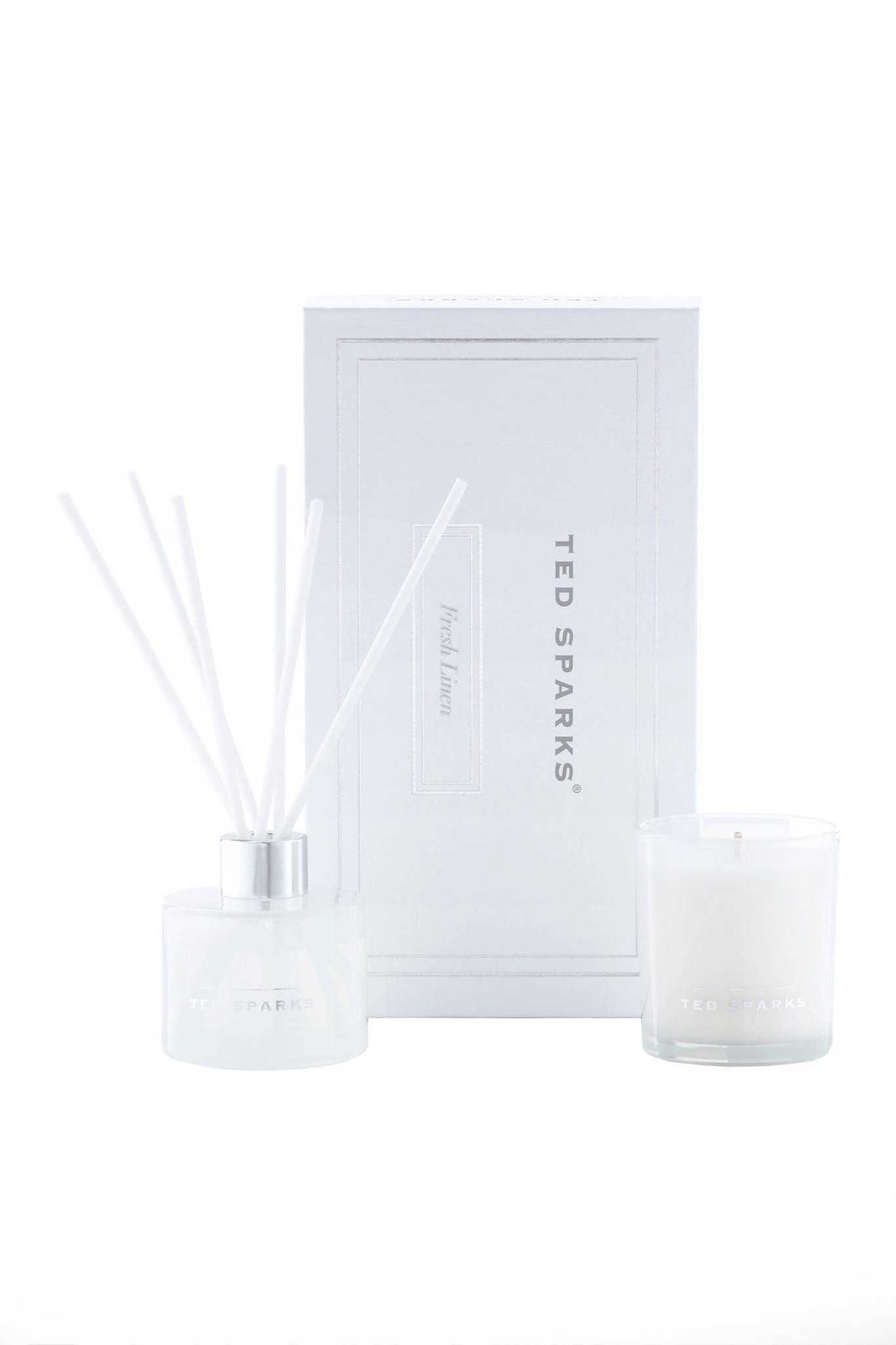 Ted Sparks - Gift Set - Geurkaars & Geurstokjes Diffuser - Fresh Linen