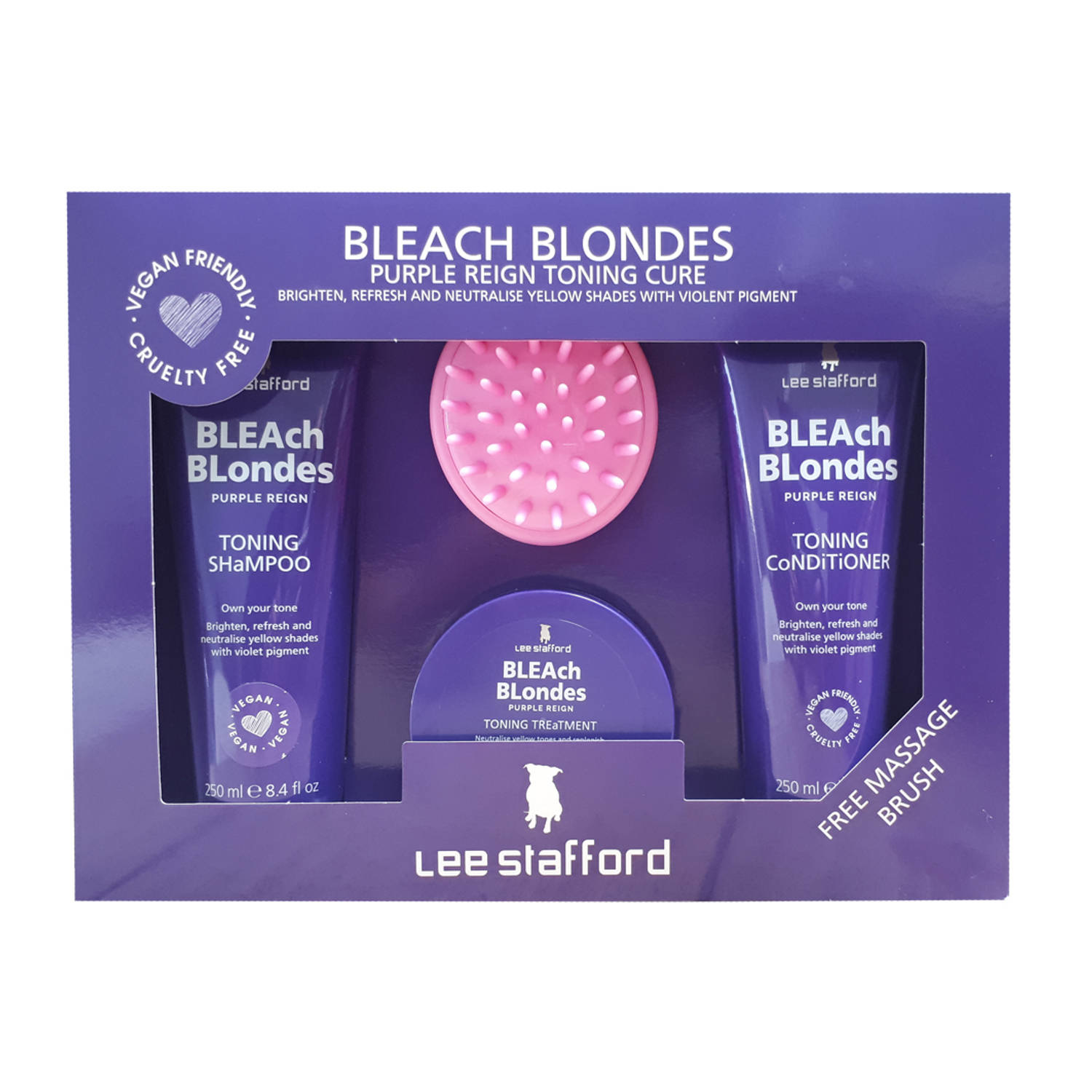 Lee Stafford - Bleach Blondes - Purple Reign - Geschenkset - met Massageborstel