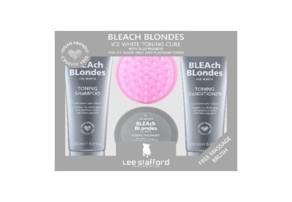 Lee Stafford - Bleach Blondes - Ice White - Geschenkset - met Massageborstel