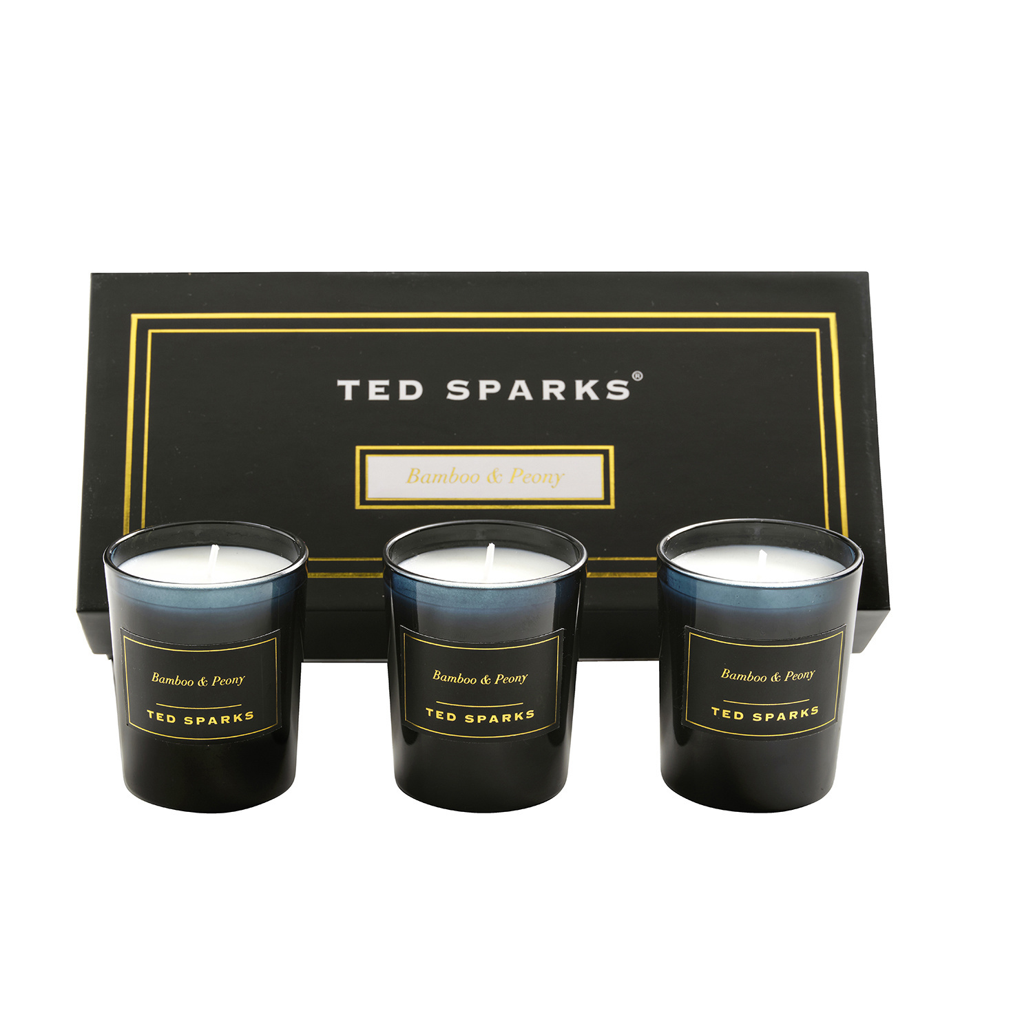 Ted Sparks - Gift Set - 3 geurkaarsen in prachtige geschenkverpakking - Bamboo & Peony