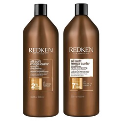 Redken All Soft Mega Curls Champú 1 x 1000 ml + Acondicionador, 1 x 1000 ml