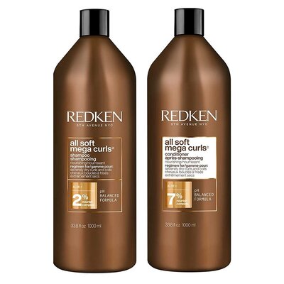 Redken Shampoing All Soft Mega Curls 1 x 1000 ml + Après-shampooing, 1 x 1000 ml