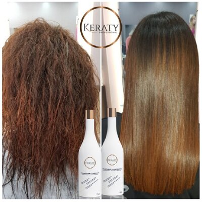 KERATY PROFESSIONAL Caja de alisado brasileño. 2 x 150 ml + 2 x 250 ml de cuidado posterior.