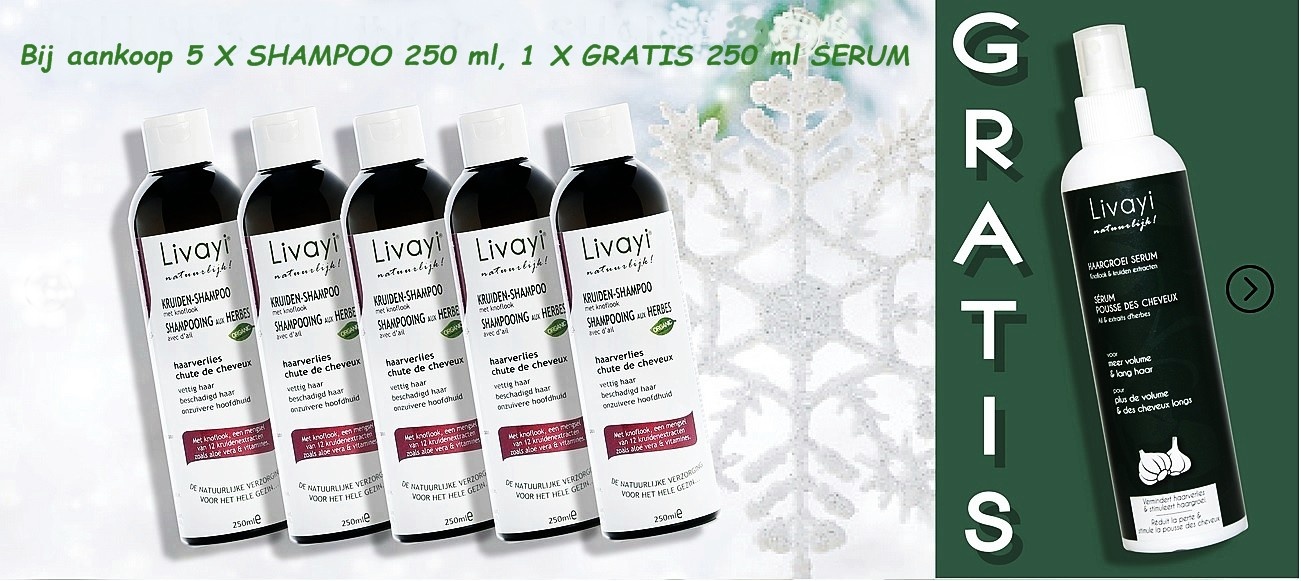 Livayi 5 x 250ml Knoflook Shampoo Classic + Knoflook Serum 250ml Gratis