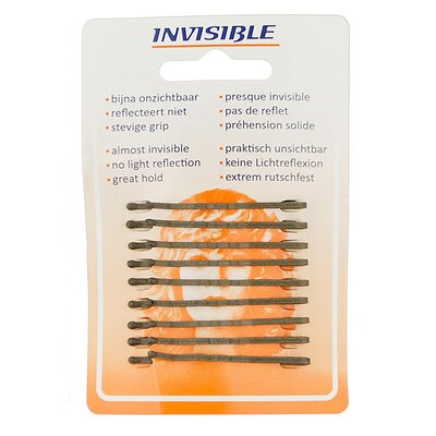 Invisible Schuifspeldjes Kort Bruin, 9 Stuks