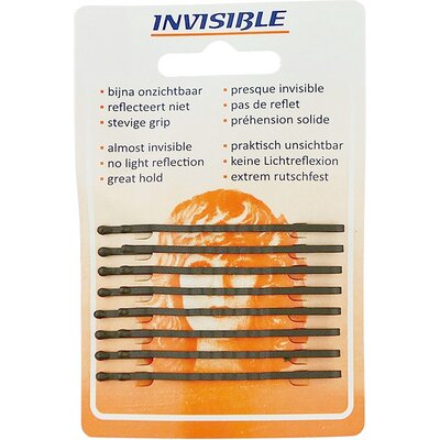 Sibel Invisible Slider Pins Long Brown, 8 Pieces