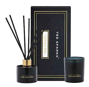 Ted Sparks Candle & Diffuser Gift Set M - Patchouli & Musk, Geurkaars en Difussor, 100 ml